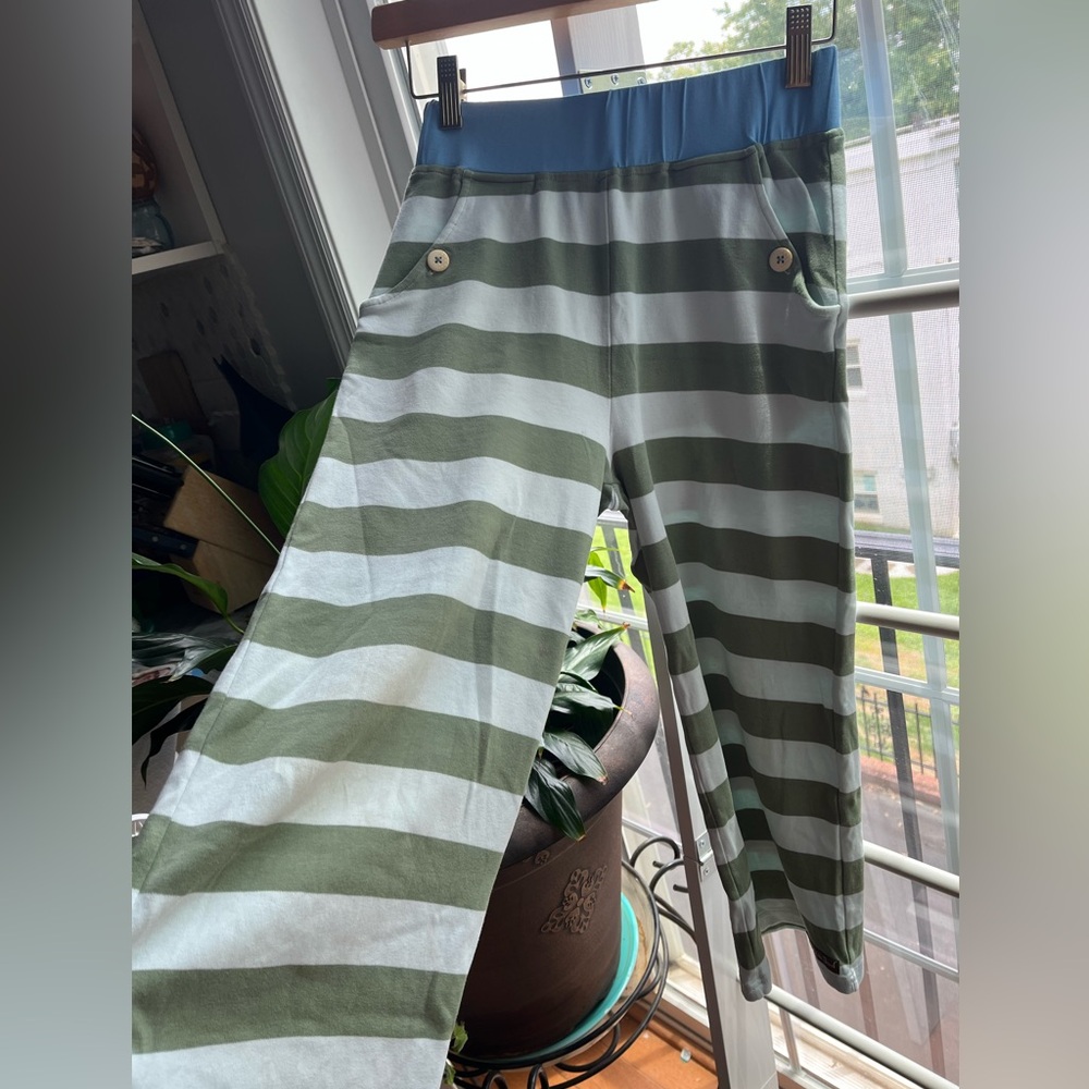 Matilda Jane Green & White Striped Kids Wide Leg Bottoms